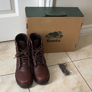 Roots Women's Dark Brown Combat Boots Port Dalhousie boot cacao